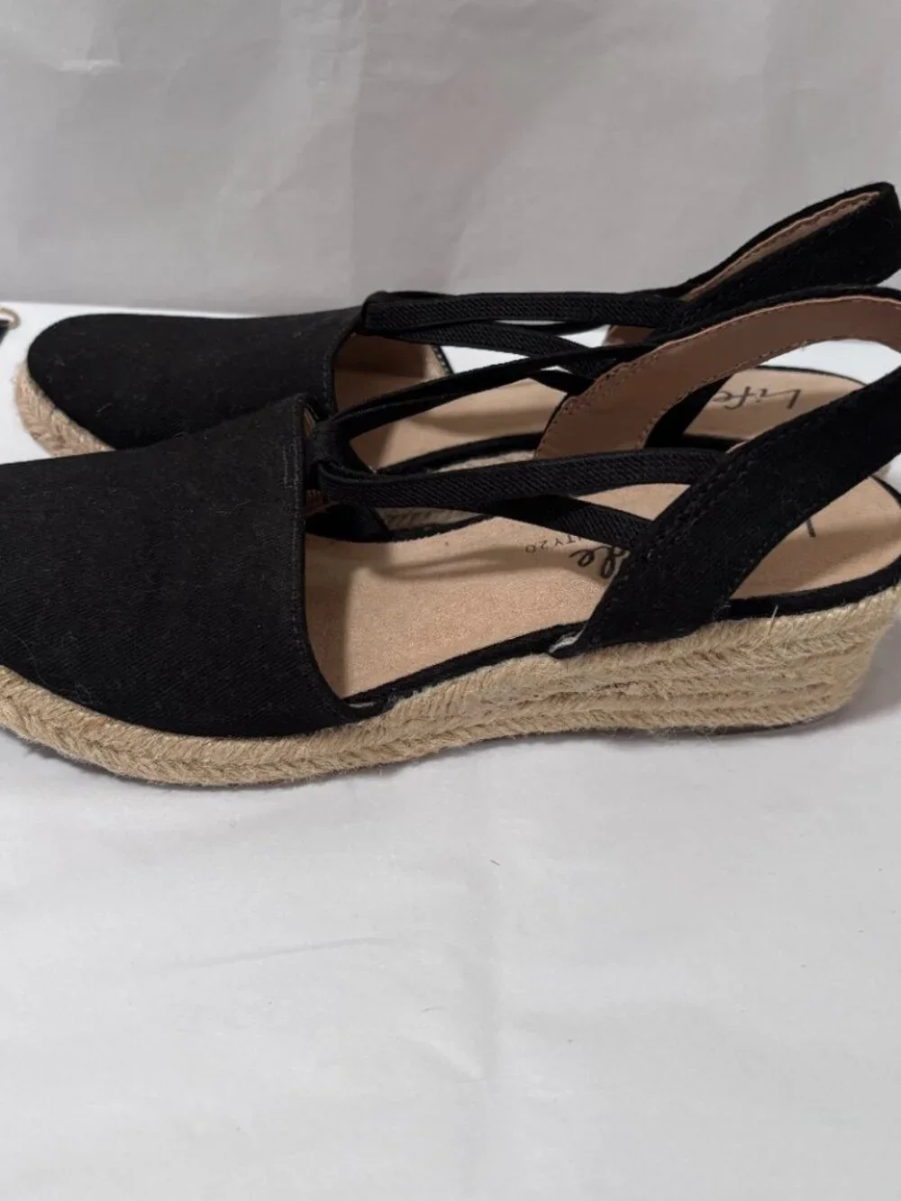 LifeStride Katrina 2 Black Espadrille Wedge Sandals Size 8M Never used